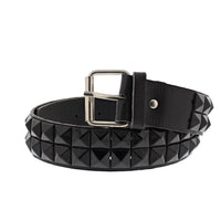 2 Row Black on Black PU Pyramid Belt