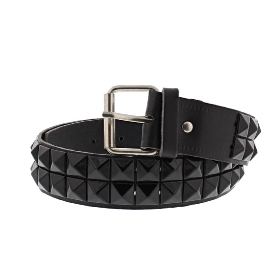 2 Row Black on Black PU Pyramid Belt