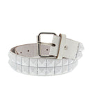 2 Row Studded Leather White Pyramid Belt