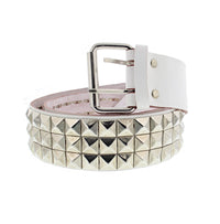 3 Row Studded Reconstructed Leather Pyramid Belt