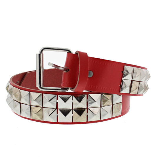 2 Row Pyramid Studded Reconstructed Leather Belt