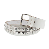 2 Row Pyramid Reconstructed Leather Studded Belt