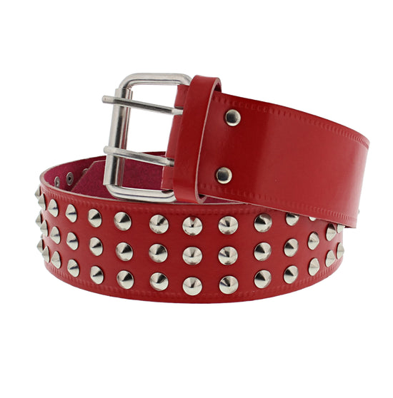 3 Row Conical Reconstructed Leather Studded Belt