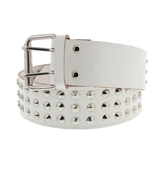3 Row Conical Reconstructed Leather Studded Belt