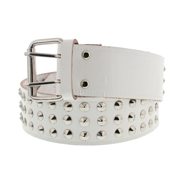 3 Row Conical Studded Reconstructed Leather Belt
