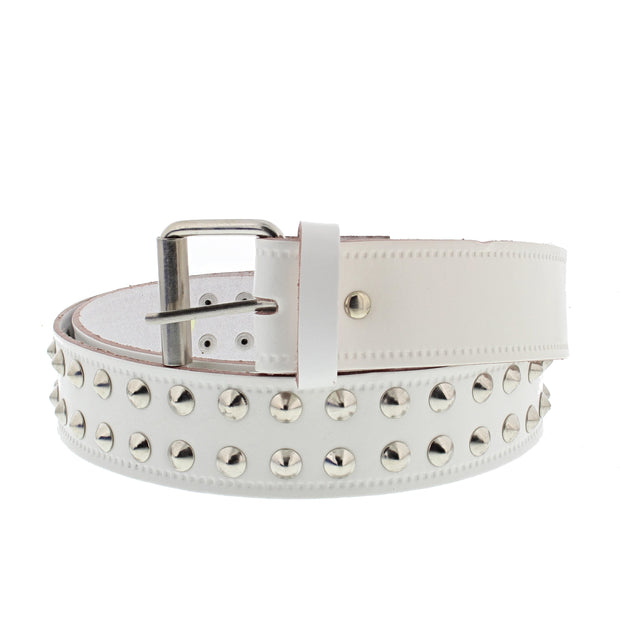 2 Row Conical Studded Reconstructed Leather Belt