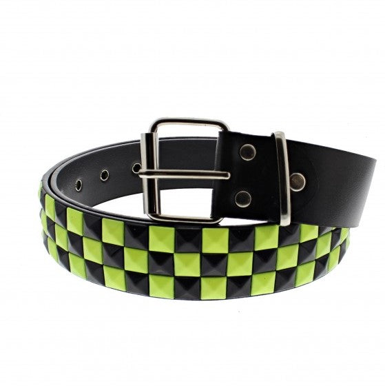 Bicolour Chessboard 3 Row PU Pyramid Belt