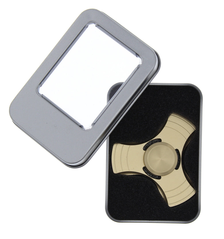 Metallic 3-Arm Aluminium Fidget Spinner in Metal Box