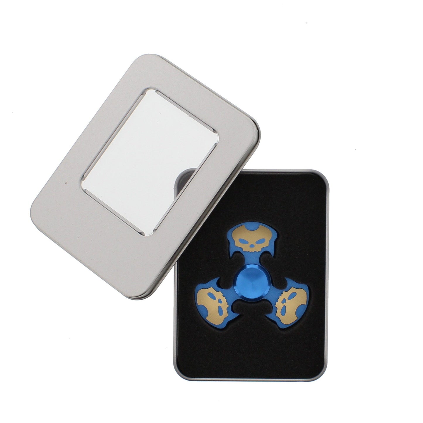 Skull Aluminium 3-Arm Fidget Spinner in Metal Box
