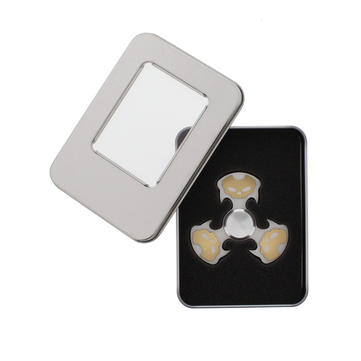 Skull Aluminium 3-Arm Fidget Spinner in Metal Box