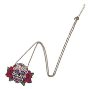 Sugar Skull with Roses Necklace