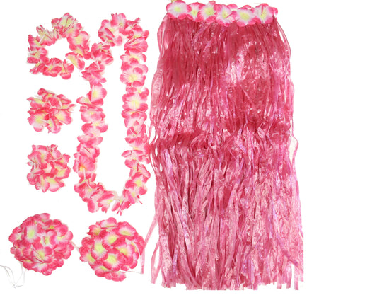 6 Piece Pink Hawaiian Luau Set