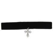 Black Velvet Choker with Clear Stone Cross