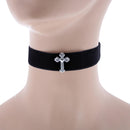 Black Velvet Choker with Heart Cross