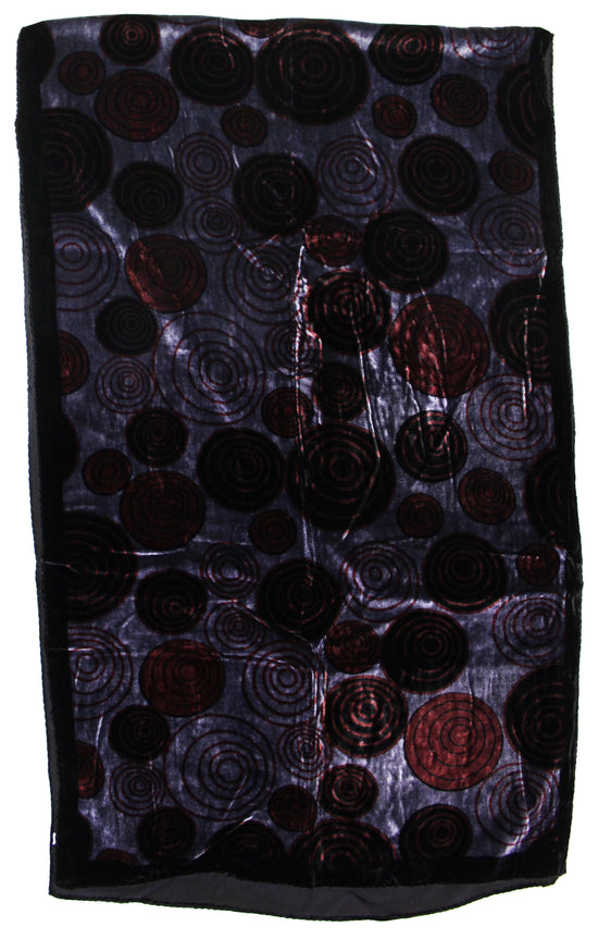 Brown Purple Devore Velvet Scarf with Border