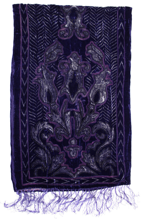 Blue Floral Devore Velvet Scarf