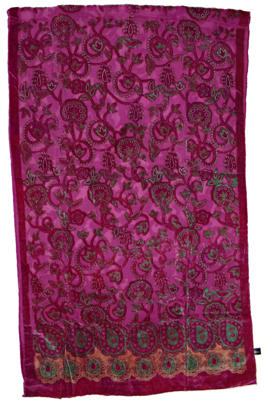 Pink Leaf Devore Velvet Scarf