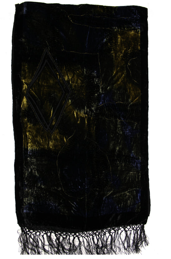Multicoloured Devore Velvet Scarf with Border