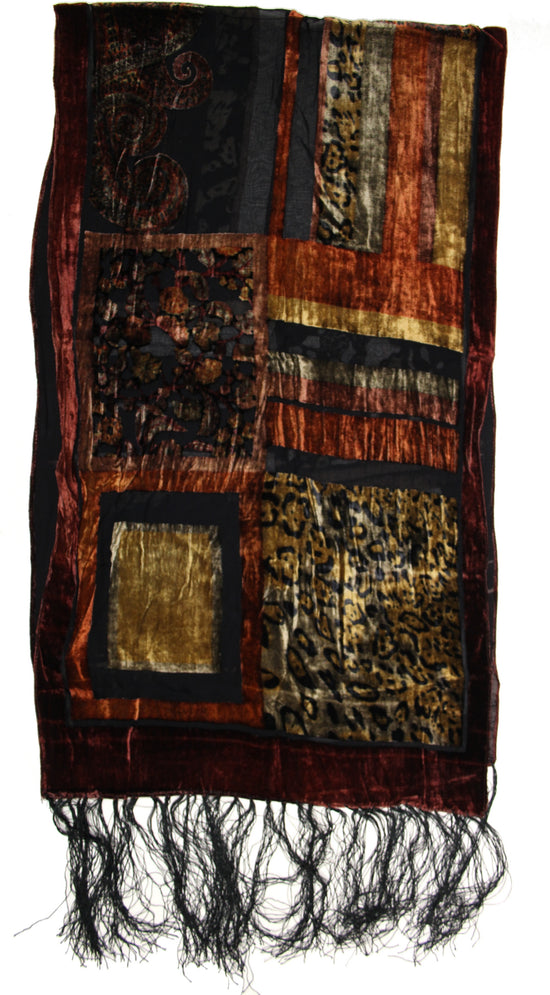 Multicoloured Stylish Devore Velvet Scarf with  Borders