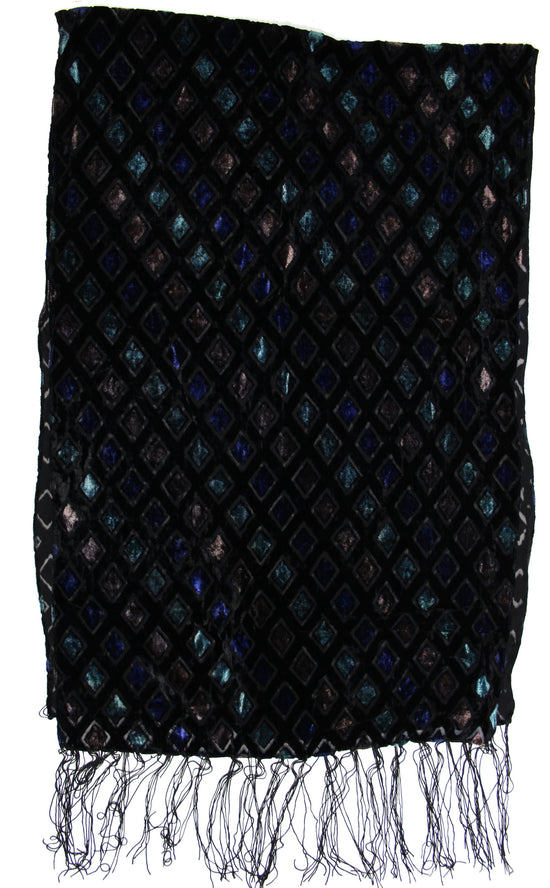 Multicoloured Diamond Devore Velvet Scarf