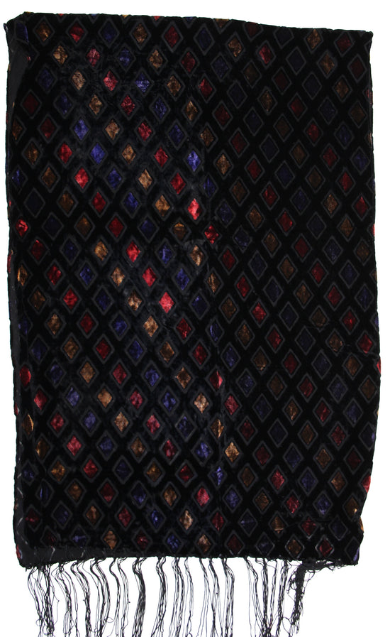 Multicoloured Diamond  Devore Velvet Scarf