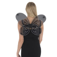 Black Fairy Butterfly Wings with Coloured Glitter Design