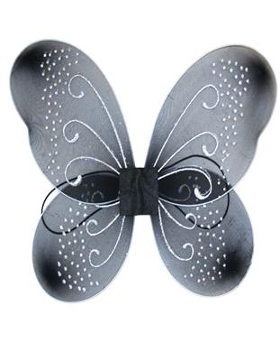 Black Fairy Butterfly Wings with Coloured Glitter Design