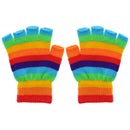 Multicoloured Rainbow Stripe Fingerless Gloves