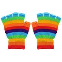 Multicoloured Rainbow Stripe Fingerless Gloves