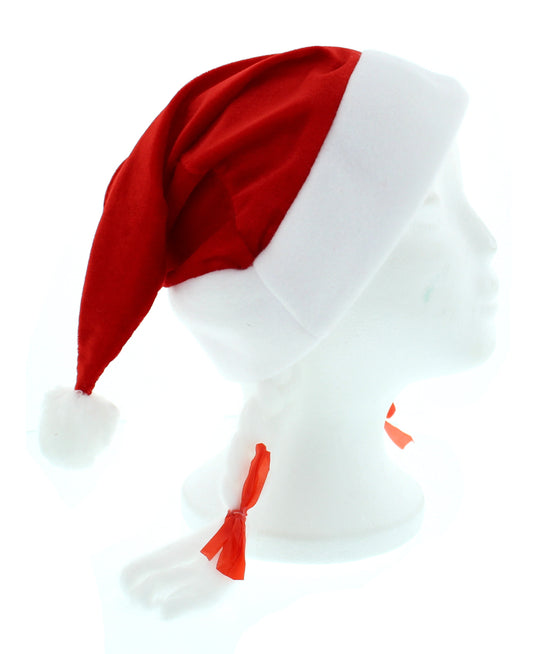 Santa Claus Velour Christmas Hats with Pigtails