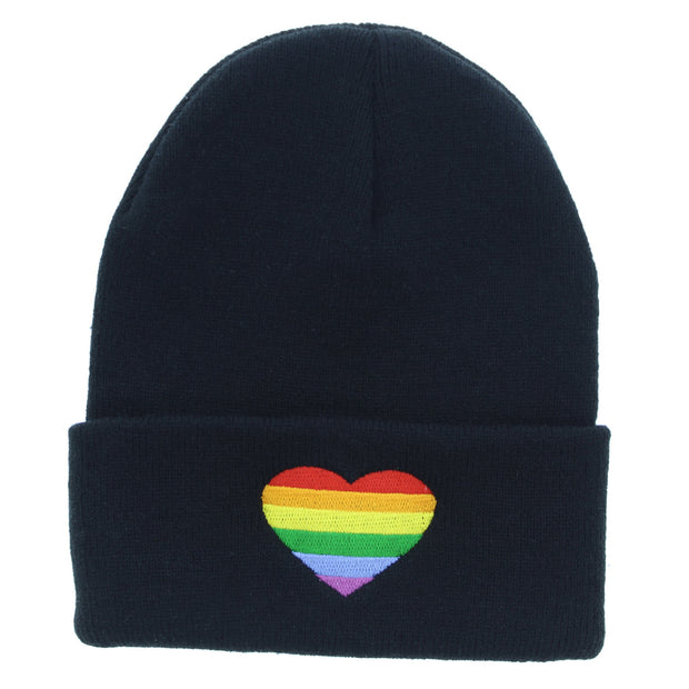 Rainbow Heart Beanie Hat