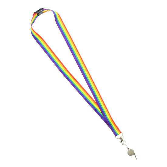 Metal Whistle on Rainbow Lanyard