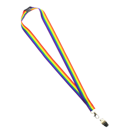 Metal Whistle on Rainbow Lanyard
