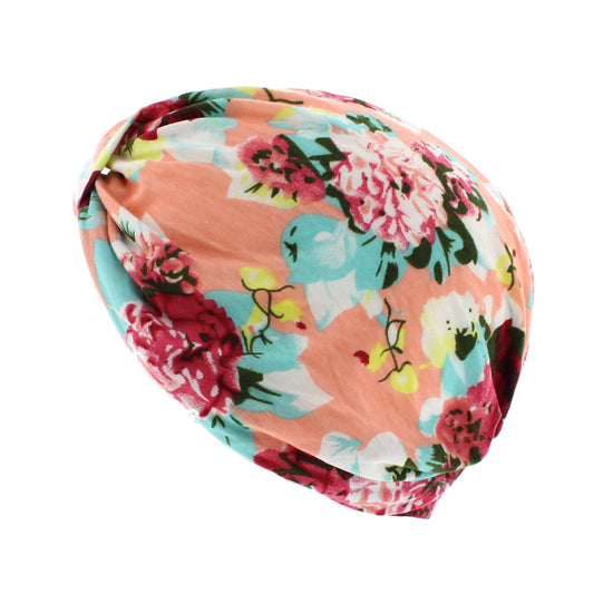Peach Floral Print Turban