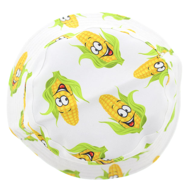 Reversible Smiley Face Corn on the Cob Bucket Hat