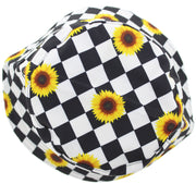 Reversible Checkered Sunflower Bucket Hat