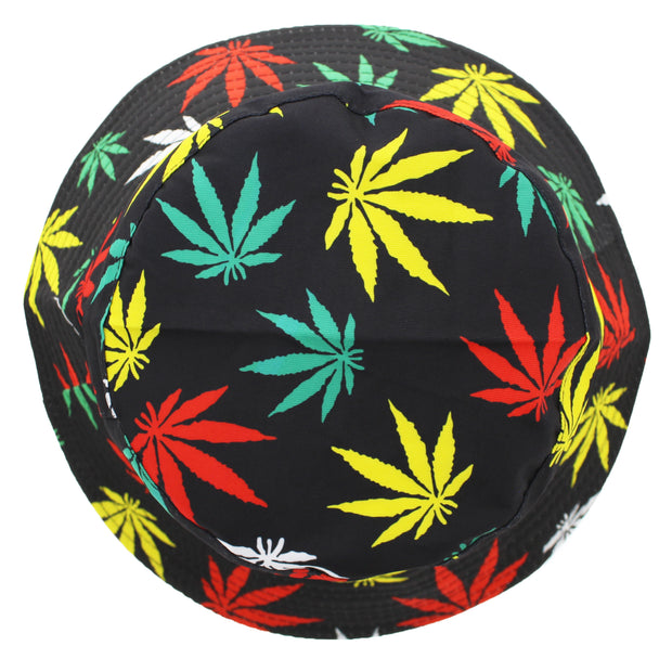 Reversible Multicolour Rasta Leaf Bucket Hat