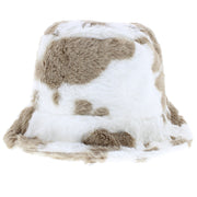 Cow Print Faux Fur Bucket Hat