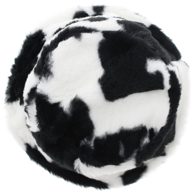 Cow Print Faux Fur Bucket Hat