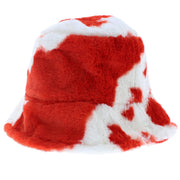 Cow Print Faux Fur Bucket Hat