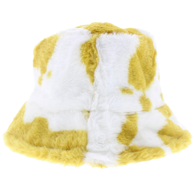 Cow Print Faux Fur Bucket Hat