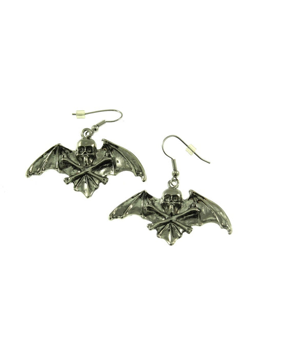 Skull & Crossbones with Bat Wings Earrings