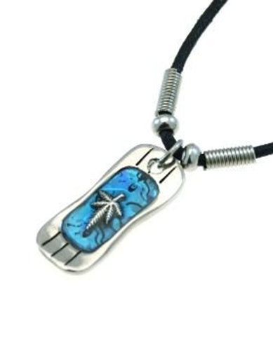 Rasta Leaf on Skateboard Thong Necklaces