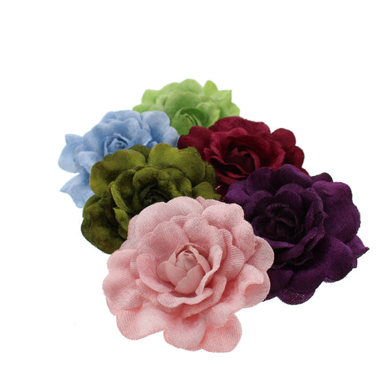 Fabric Roses on Concord Clip & Brooch Pin