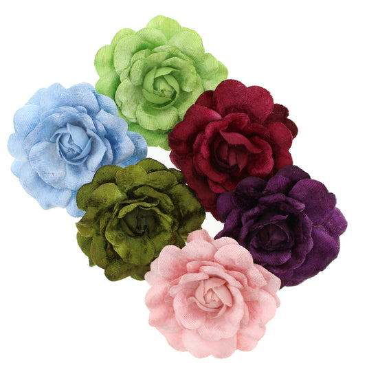 Fabric Roses on Concord Clip & Brooch Pin