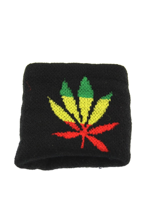 Rasta Leaf on Black Towelling Sweatbands