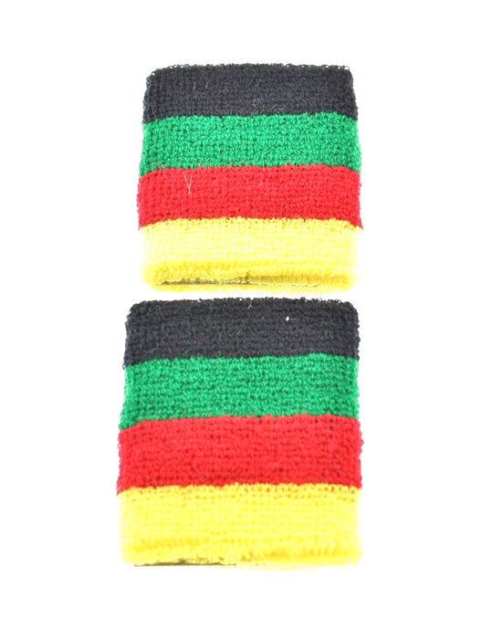 Set of 12- Multi Striped Rasta Towelling Sweatbands