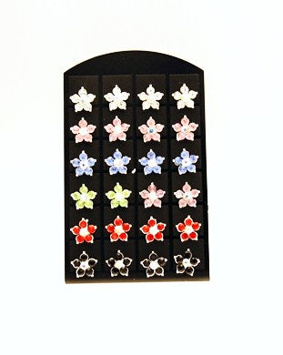 Assorted Flower Earrings 2 pairs each colour