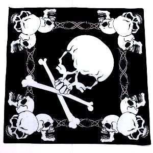 Large Skull & Crossbones Bandana with Barbed Wire Border