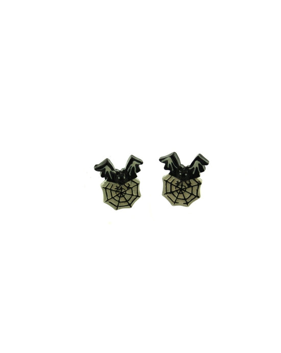 Bats on Cobwebs Stud Earrings